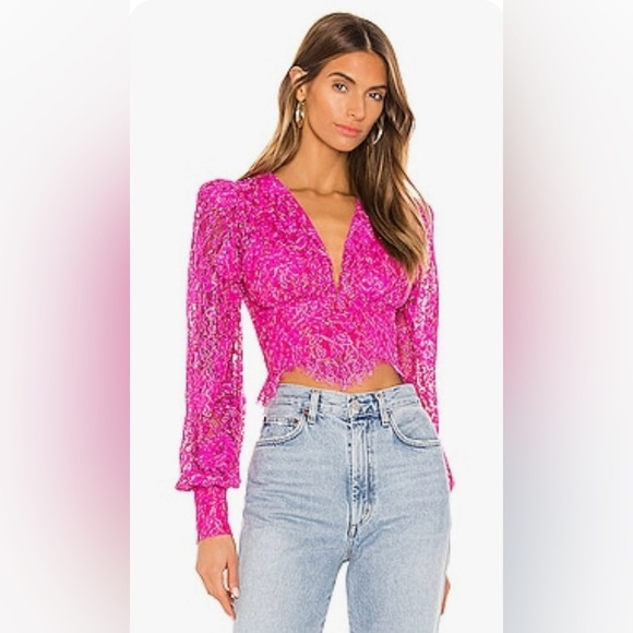 NBD Tops - NBD Merlot Blouse in Magenta